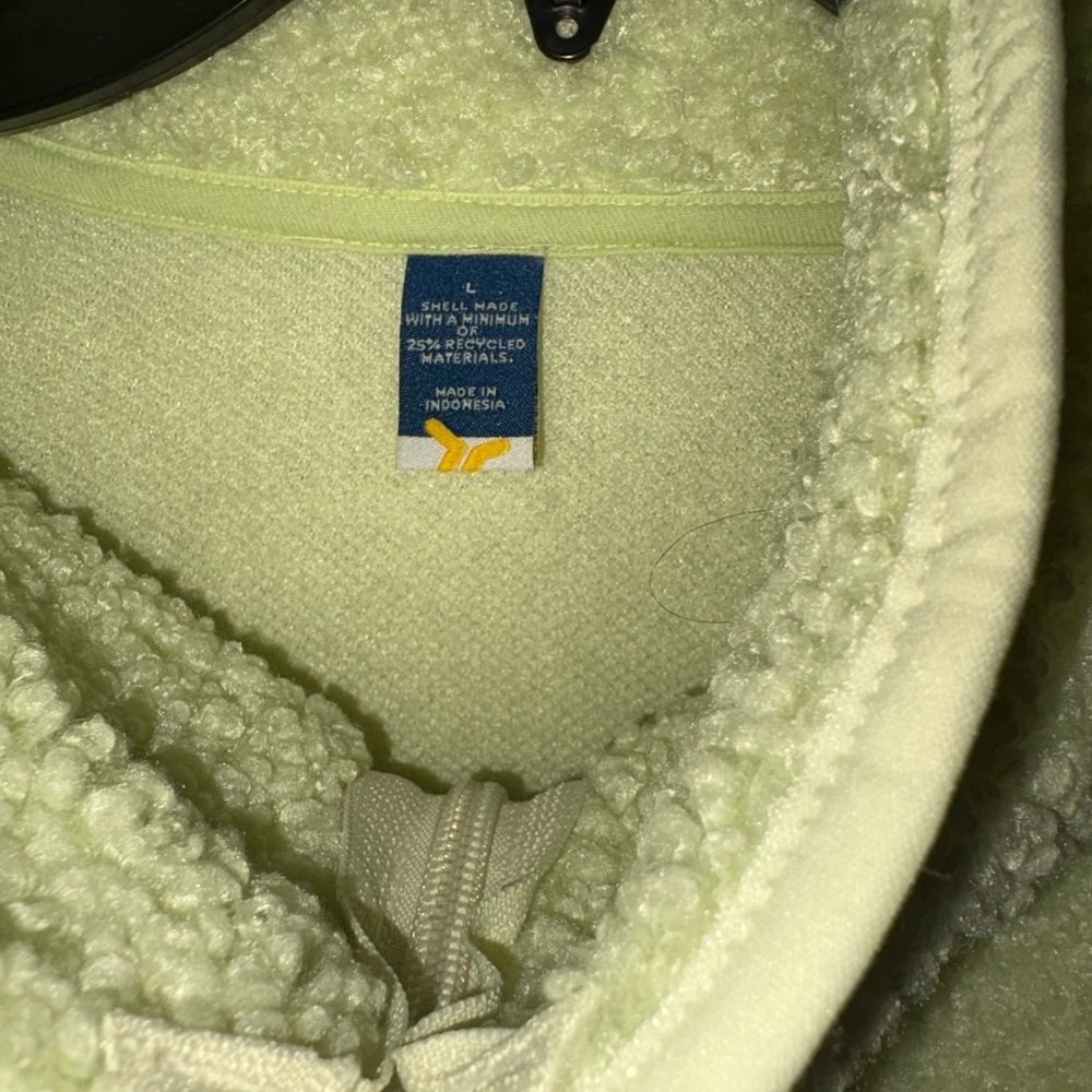 Old Navy Lime Green Quarter Zip Lime Green Sherpa Pullover Sz L-Preowned - Picture 2 of 2